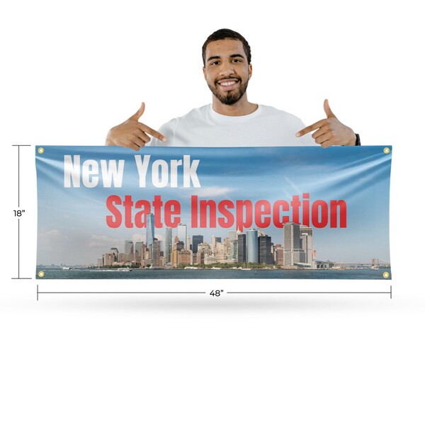 Signmission New York State Inspection, 18 Inch x 48 Inch, Vinyl Banner - B-30754