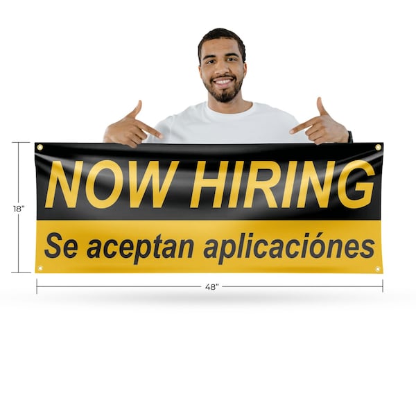 Signmission Now Hiring se Acepan Aplicaciones, 18 Inch x 48 Inch, Vinyl Banner - B-30761