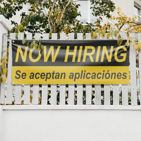 Signmission Now Hiring se Acepan Aplicaciones, 18 Inch x 48 Inch, Vinyl Banner - B-30761