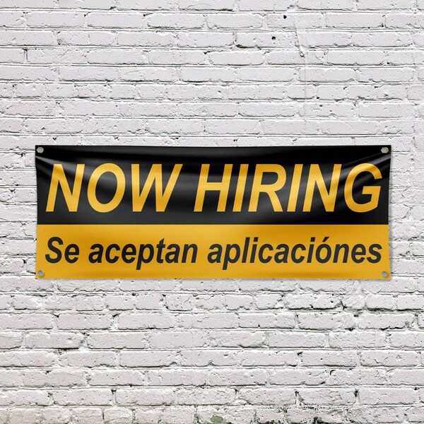 Signmission Now Hiring se Acepan Aplicaciones, 18 Inch x 48 Inch, Vinyl Banner - B-30761
