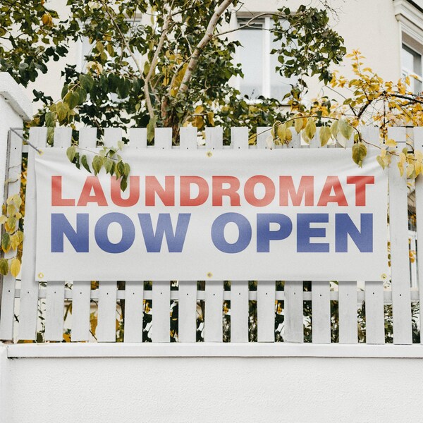 Signmission Laundromat Now Open, 24 Inch x 72 Inch, Vinyl Banner - B-72-30724