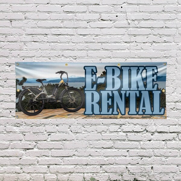Signmission E Bike Rental, 36 Inch x 96 Inch, Vinyl Banner - B-96-30554