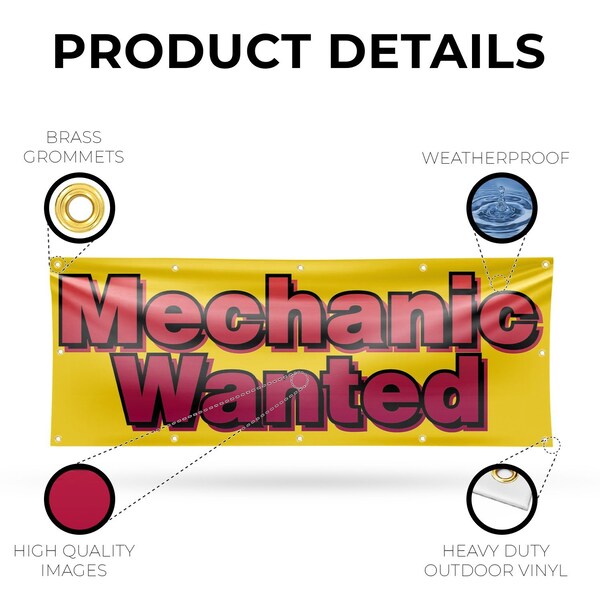 Signmission Mechanic Wanted, 48 Inch x 120 Inch, Vinyl Banner - B-120-30734