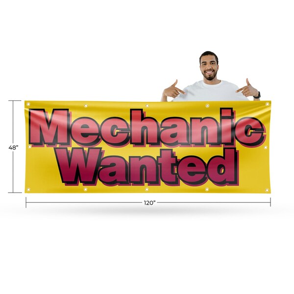 Signmission Mechanic Wanted, 48 Inch x 120 Inch, Vinyl Banner - B-120-30734