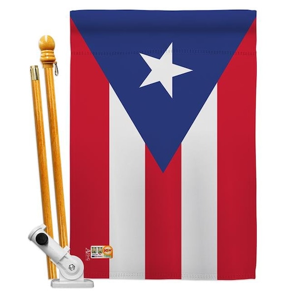 Americana Home & Garden Americana Home & Garden AA-CY-HS-140192-IP-BO-D-US18-AG 28 x 40 in. Puerto Rico Flags of the World Nationality Impressions Decorative Vertical Double Sided House Flag Set & Pole Bracket Hardware Flag Set - HS140192-BO