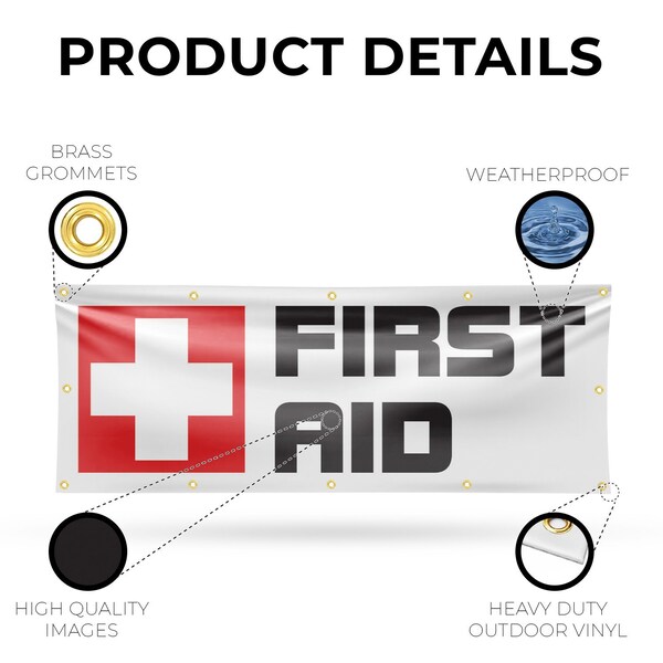 Signmission First Aid, 48 Inch x 120 Inch, Vinyl Banner - B-120-30631
