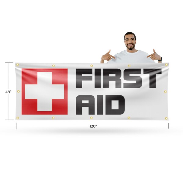 Signmission First Aid, 48 Inch x 120 Inch, Vinyl Banner - B-120-30631