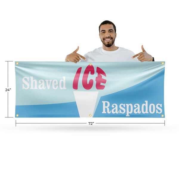 Signmission Shaved Ice Raspados, 24 Inch x 72 Inch, Vinyl Banner - B-72-30853