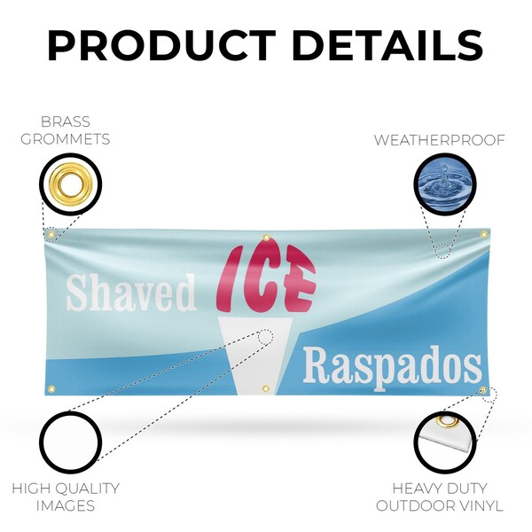 Signmission Shaved Ice Raspados, 24 Inch x 72 Inch, Vinyl Banner - B-72-30853