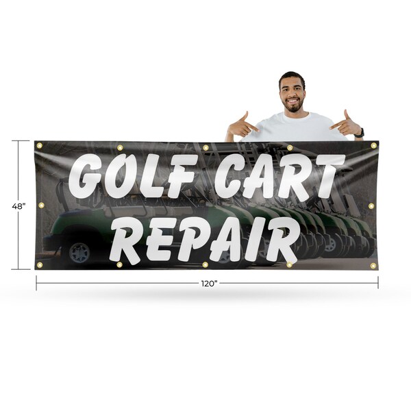 Signmission Golf Cart Repair, 48 Inch x 120 Inch, Vinyl Banner - B-120-30676