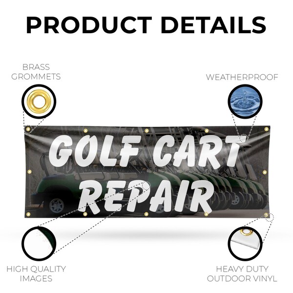 Signmission Golf Cart Repair, 48 Inch x 120 Inch, Vinyl Banner - B-120-30676