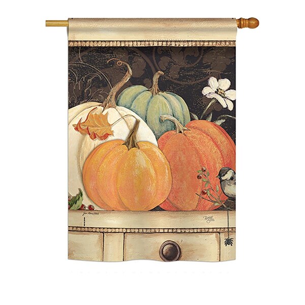 Gardencontrol 28 x 40 in. Seasonal Harvest & Autumn Impressions  Vertical House Flag - October Pumpkins Fall - GA2944237