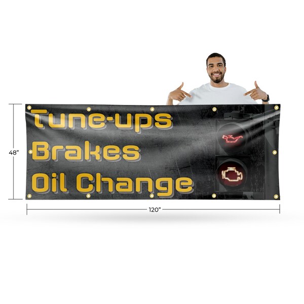 Signmission Tune Ups Brakes Oil Change, 48 Inch x 120 Inch, Vinyl Banner - B-120-30897