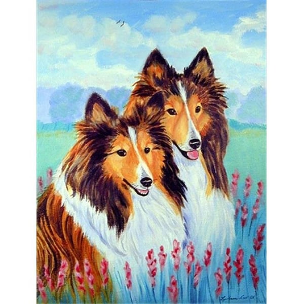 Patioplus Two Sable Shelties Flag - Garden Size; 11 x 15 in. - PA244396