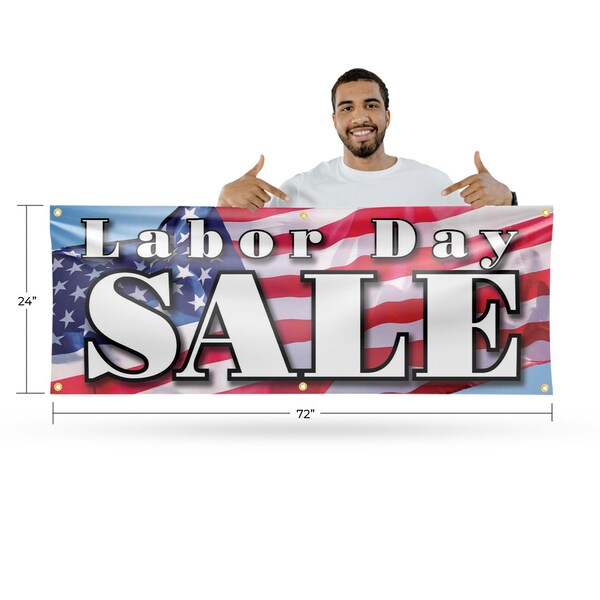 Signmission Labor Day Sale, 24 Inch x 72 Inch, Vinyl Banner - B-72-30722