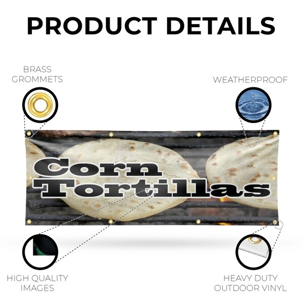 Signmission Corn Tortillas, 36 Inch x 96 Inch, Vinyl Banner - B-96-30531
