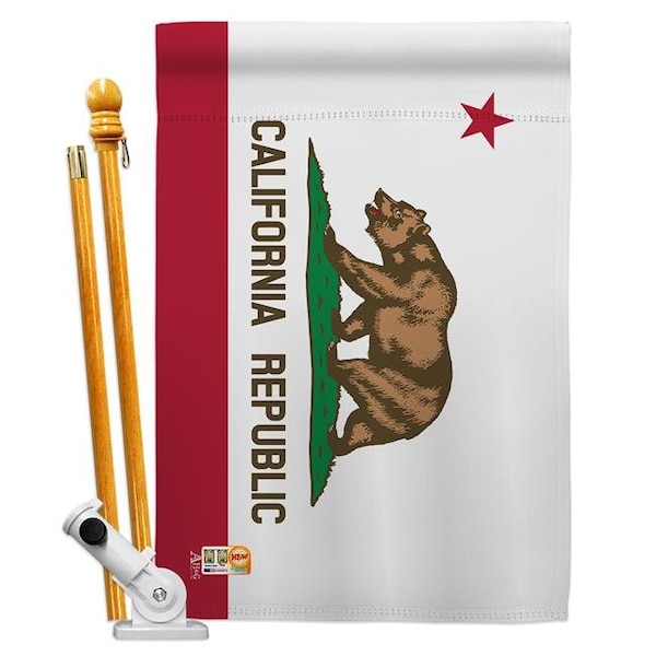 Americana Home & Garden Americana Home & Garden AA-SS-HS-140505-IP-BO-D-US18-AG 28 x 40 in. California States Impressions Decorative Vertical Double Sided House Flag Set & Pole Bracket Hardware Flag Set - HS140505-BO