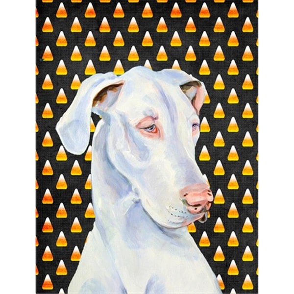 Patioplus 11 x 15 in. Great Dane Candy Corn Halloween Portrait Garden Size Flag - PA251897