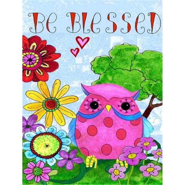 Carolines Treasures Be Blessed Owl Flag Canvas House Size - PJC1026CHF