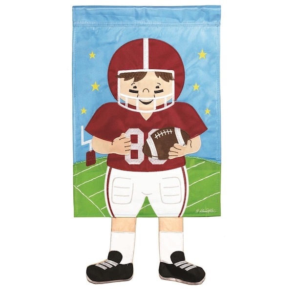 Magnolia Gardens 13 x 18 in Football Crimson Applique Garden Flag - M011271