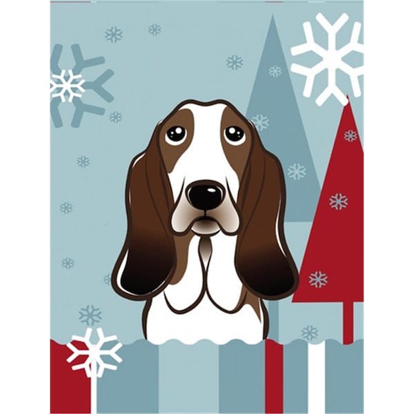 Carolines Treasures Winter Holiday Basset Hound Flag Canvas House Size - BB1739CHF