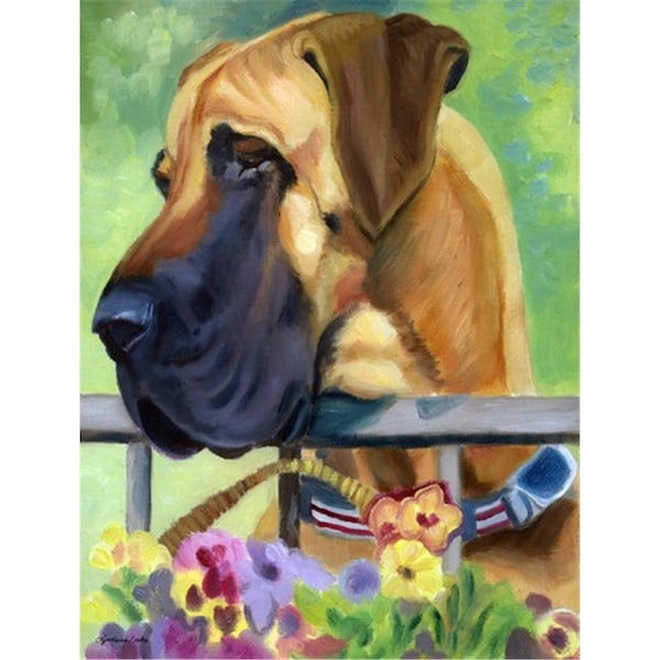 Patioplus Great Dane Natural Ears Fawn In Flowers Flag Garden Size - PA251619