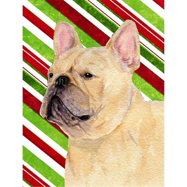 Patioplus 11 x 15 In. French Bulldog Candy Cane Holiday Christmas Flag; Garden Size - PA246794