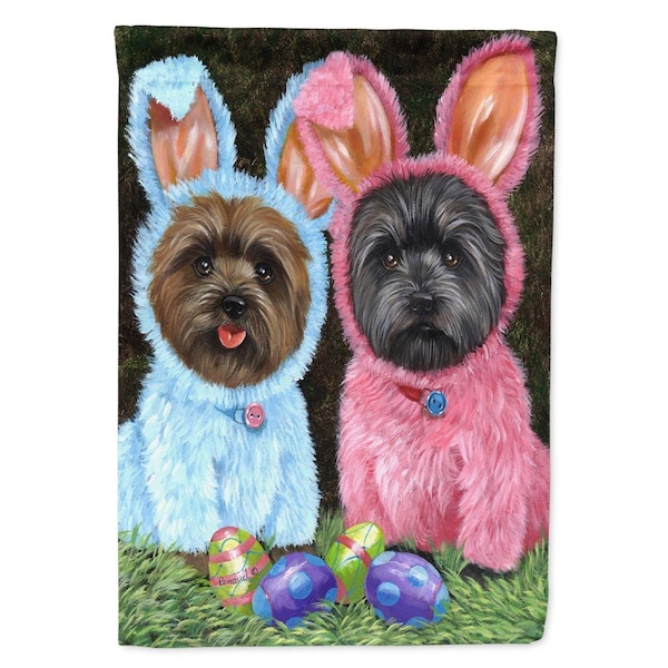 Carolines Treasures 28 x 0.01 x 40 in. Cairn Terrier Easter Bunnies Canvas House Flag - PPP3046CHF