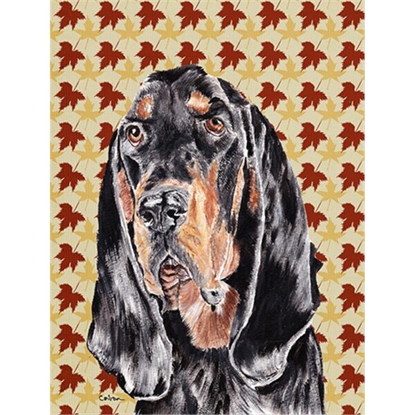 Carolines Treasures Coonhound Fall Leaves Flag Canvas House Size - SC9539CHF
