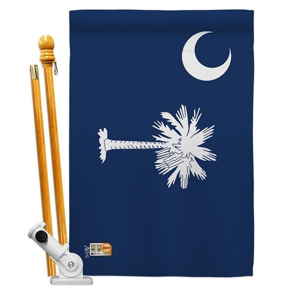 Americana Home & Garden Americana Home & Garden AA-SS-HS-140541-IP-BO-D-US18-AG 28 x 40 in. South Carolina States Impressions Decorative Vertical Double Sided House Flag Set & Pole Bracket Hardware Flag Set - HS140541-BO