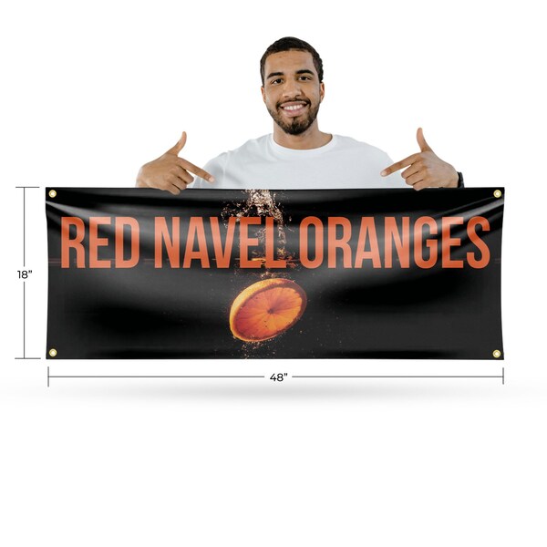Signmission Red Navel Oranges, 18 Inch x 48 Inch, Vinyl Banner - B-30831