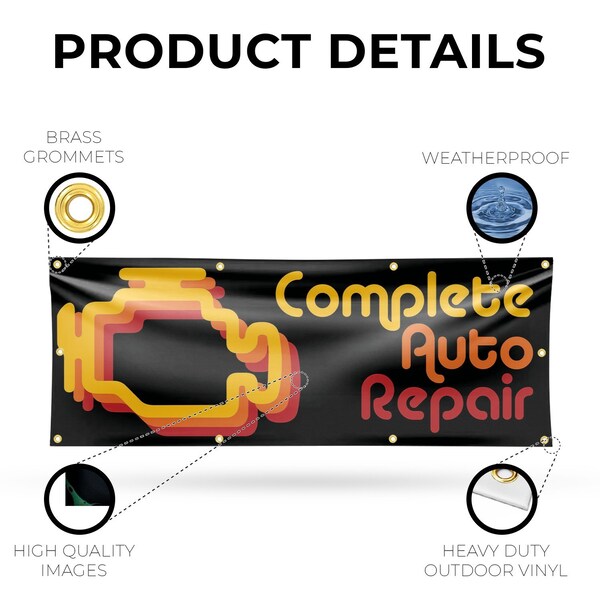 Signmission Complete Auto Repair, 36 Inch x 96 Inch, Vinyl Banner - B-96-30524