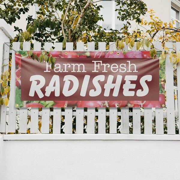 Signmission Farm Fresh Radishes, 36 Inch x 96 Inch, Vinyl Banner - B-96-30613