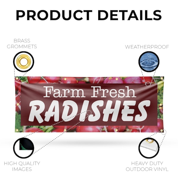 Signmission Farm Fresh Radishes, 36 Inch x 96 Inch, Vinyl Banner - B-96-30613
