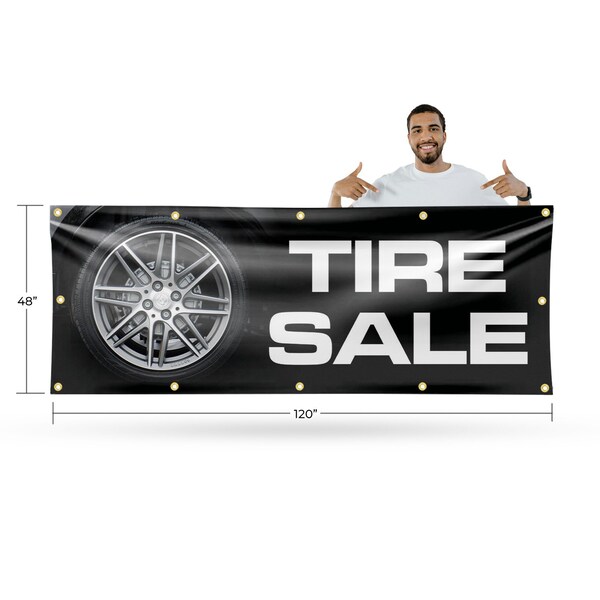 Signmission Tire Sale, 48 Inch x 120 Inch, Vinyl Banner - B-120-30891