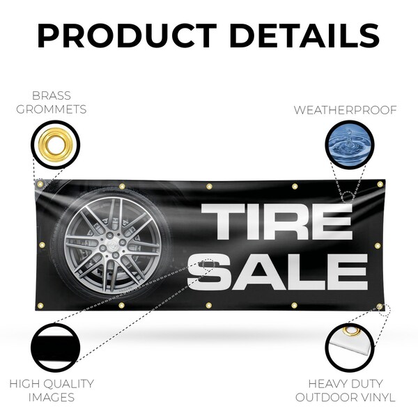 Signmission Tire Sale, 48 Inch x 120 Inch, Vinyl Banner - B-120-30891