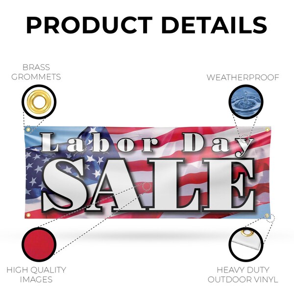 Signmission Labor Day Sale, 18 Inch x 48 Inch, Vinyl Banner - B-30722