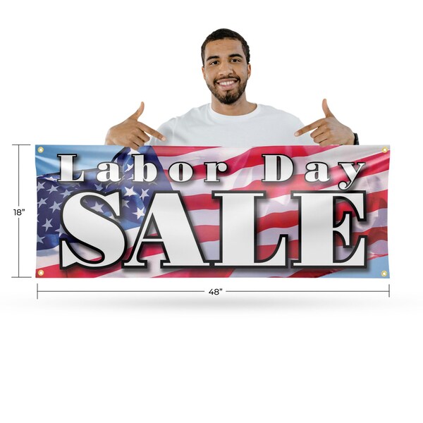 Signmission Labor Day Sale, 18 Inch x 48 Inch, Vinyl Banner - B-30722
