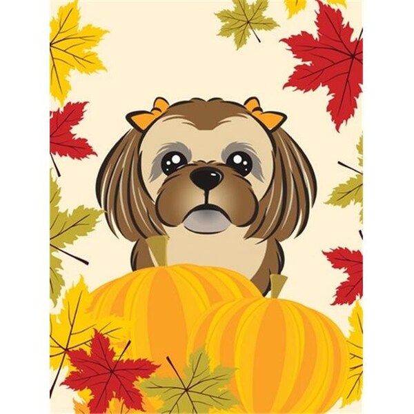 Patioplus Chocolate Brown Shih Tzu Thanksgiving Flag Garden - PA254207