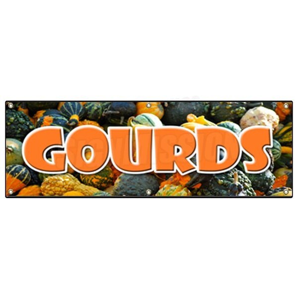 Signmission GOURDS BANNER SIGN halloween pumpkins squash decorative ornamental - B-72 GOURDS