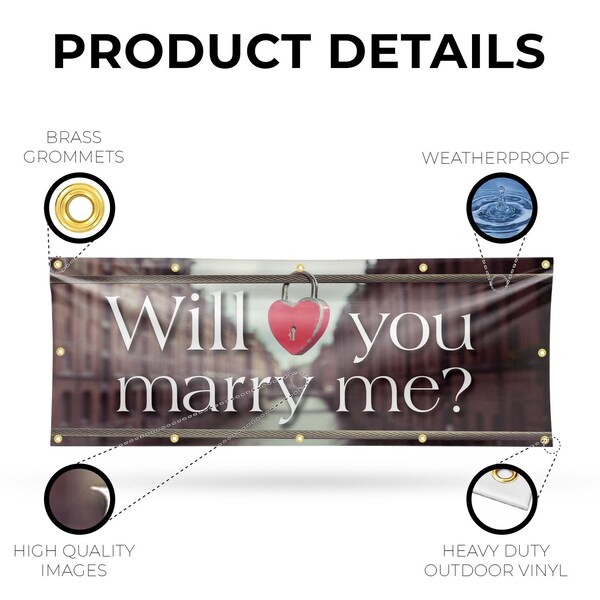 Signmission Will You Marry Me, 48 Inch x 120 Inch, Vinyl Banner - B-120-30943