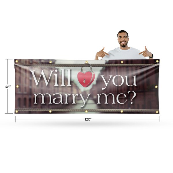 Signmission Will You Marry Me, 48 Inch x 120 Inch, Vinyl Banner - B-120-30943