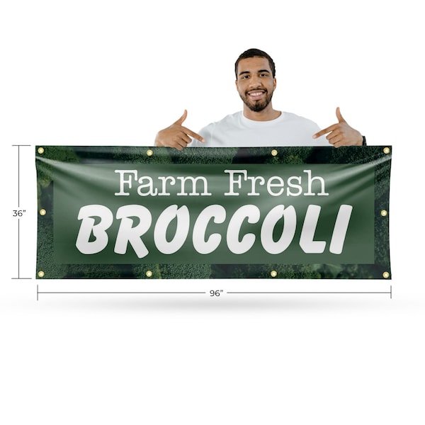 Signmission Farm Fresh Broccoli, 36 Inch x 96 Inch, Vinyl Banner - B-96-30581