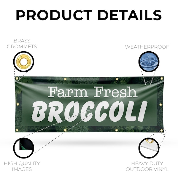 Signmission Farm Fresh Broccoli, 36 Inch x 96 Inch, Vinyl Banner - B-96-30581