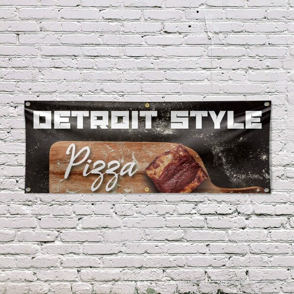 Signmission Detroit Style Pizza, 24 Inch x 72 Inch, Vinyl Banner - B-72-30544