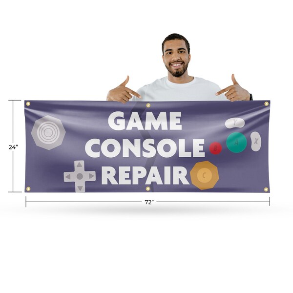 Signmission Game Console Repair, 24 Inch x 72 Inch, Vinyl Banner - B-72-30667
