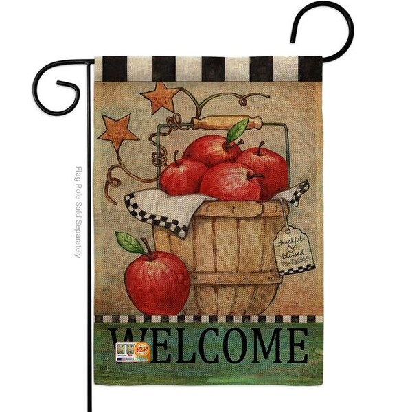 Gardencontrol 13 x 18.5 in. Apple Basket Burlap Food Fruits Impressions Decorative Vertical Double Sided Garden Flag - GA1486168