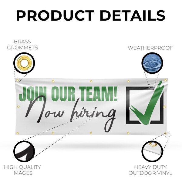 Signmission Join Our Team Now Hiring, 48 Inch x 120 Inch, Vinyl Banner - B-120-30713