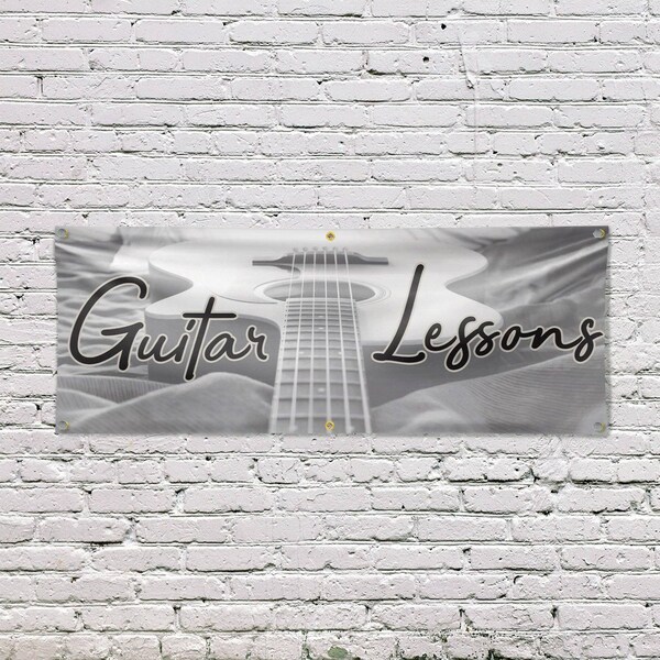 Signmission Guitar Lessons, 24 Inch x 72 Inch, Vinyl Banner - B-72-30681
