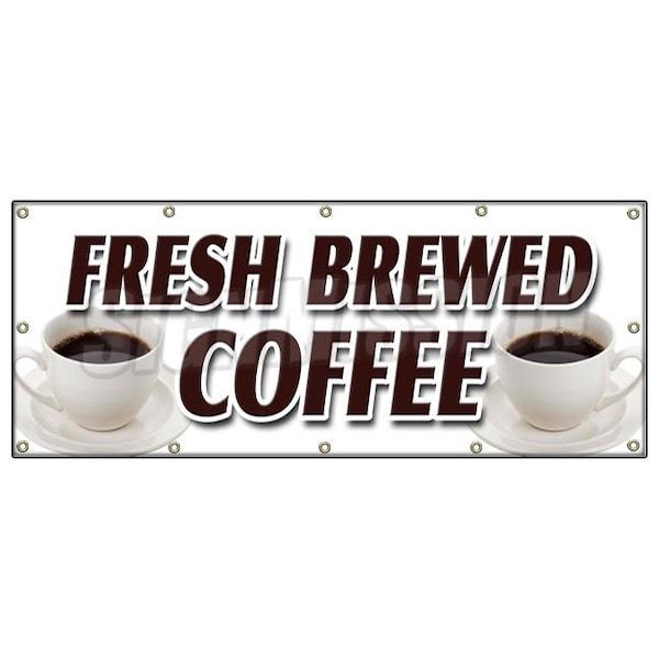 Signmission FRESH BREWED COFFEE BANNER SIGN iced brew drinks espresso cappuccino - B-120 FRESH BREWED COFFEE